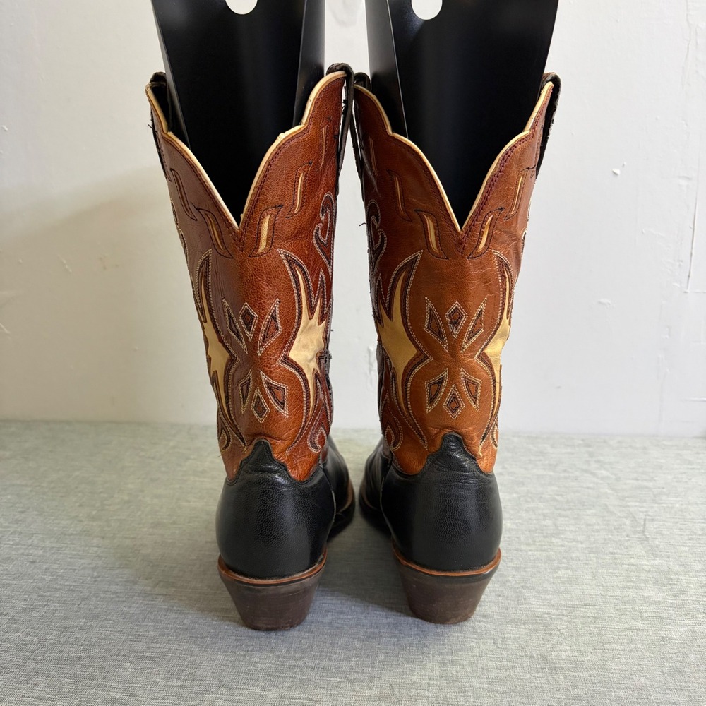Ariat Western Boots Women 7.5B Black Brown 15502 Leather Inlay Snip Toe Vintage - Picture 3 of 13